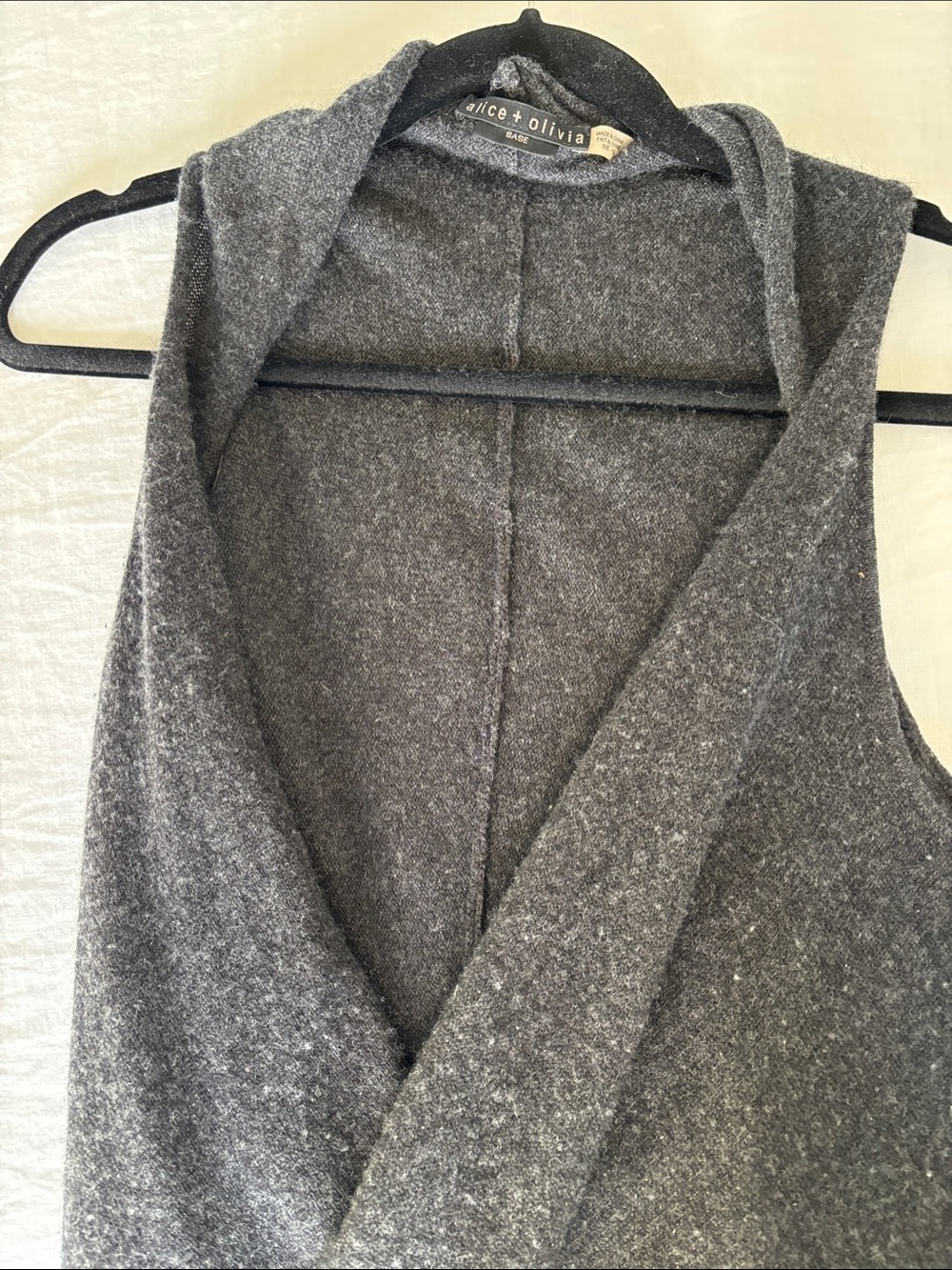 Alice + Olivia Charcoal Gray Wool-Blend Draped Cashmere Vest